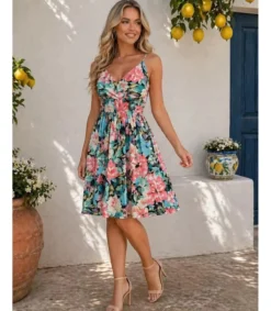 Hersecret Miss Sara värikäs kukkakuvioinen v-kesämekko