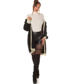 Hersecret Musta oversized pitkä villatakki tehostevärillä