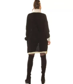 Hersecret Musta oversized pitkä villatakki tehostevärillä
