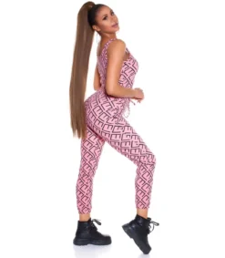 Koucla Pinkki crop top printtikuvioinen joggerisetti