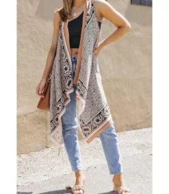 LC Printtikuvioinen hihaton kimono