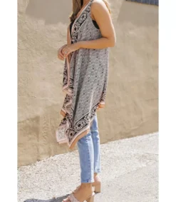 LC Printtikuvioinen hihaton kimono