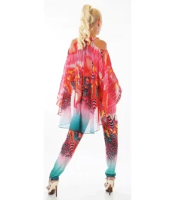ST Punainen printtikuvioinen jumpsuit liehuksella