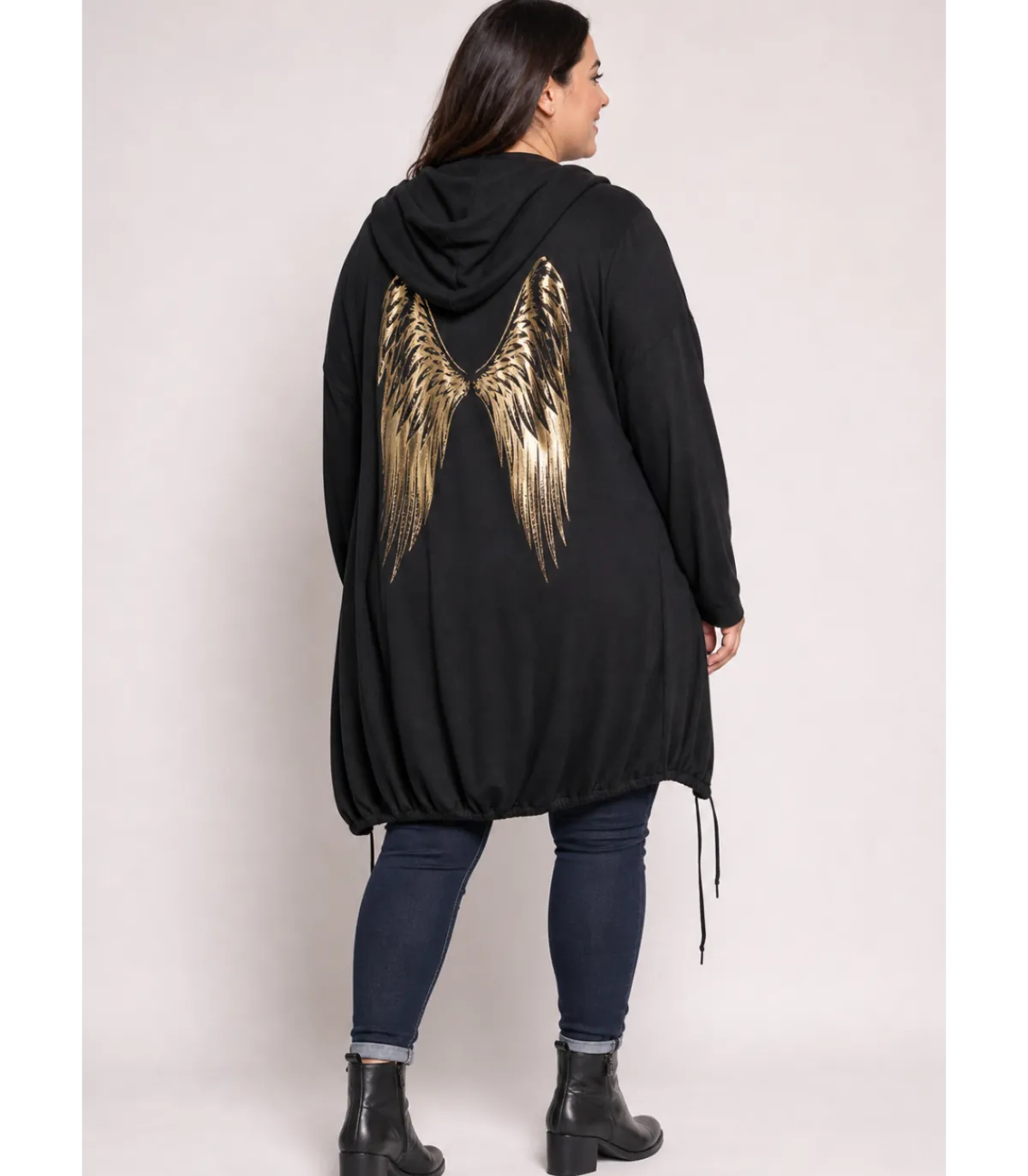 RZ fashion musta pitkä paitatakki siivillä