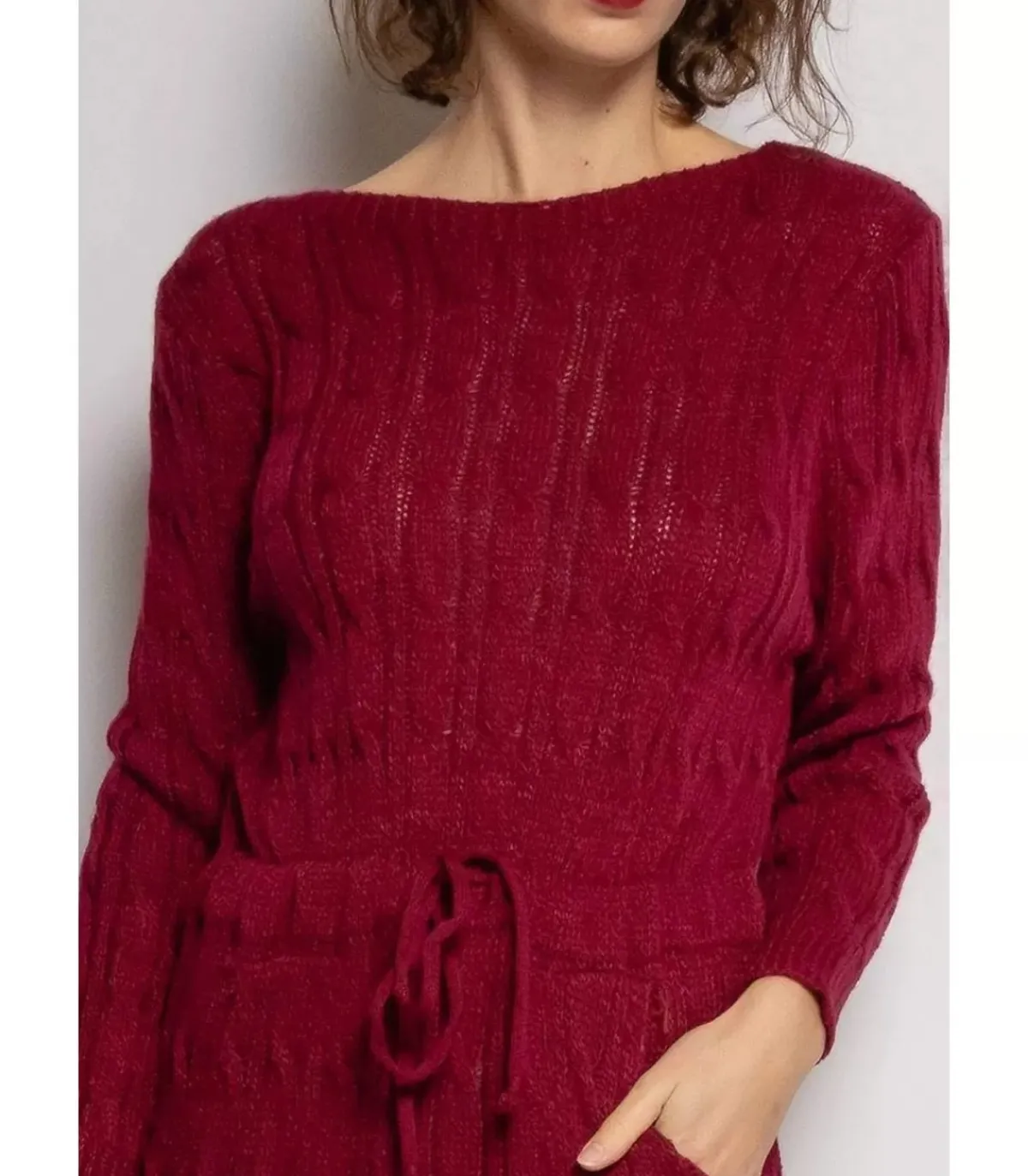 RZ fashion viininpunainen midineulemekko taskuilla