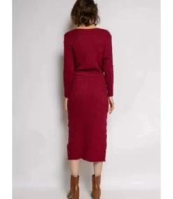 RZ fashion viininpunainen midineulemekko taskuilla