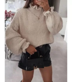 Hersecret Schilo-Jolie beige pehmeä väljä neule pussihihoilla