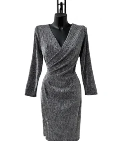 Elle Style Shibelle hopeinen strassikoristeinen wrap-look v-mekko