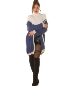 Hersecret Sininen oversized pitkä villatakki tehostevärillä