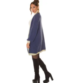 Hersecret Sininen oversized pitkä villatakki tehostevärillä