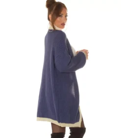 Hersecret Sininen oversized pitkä villatakki tehostevärillä