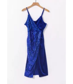 LC ininen wrap-look v-amettimidimekko paljeteilla
