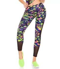Koucla Siniset leoprinttiset mesh treenitrikoot + toppi