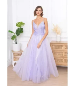 Hersecret Soky Soka lila pitkä juhlamekko strasseilla