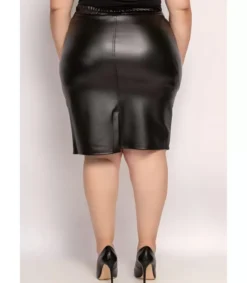 Veti Style musta tekonahkahame vetoketjuilla (plus size)
