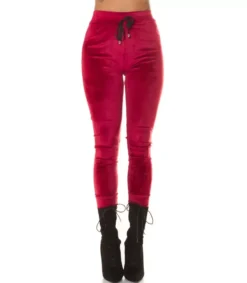 Koucla Viininpunaiset samettilook joggerit