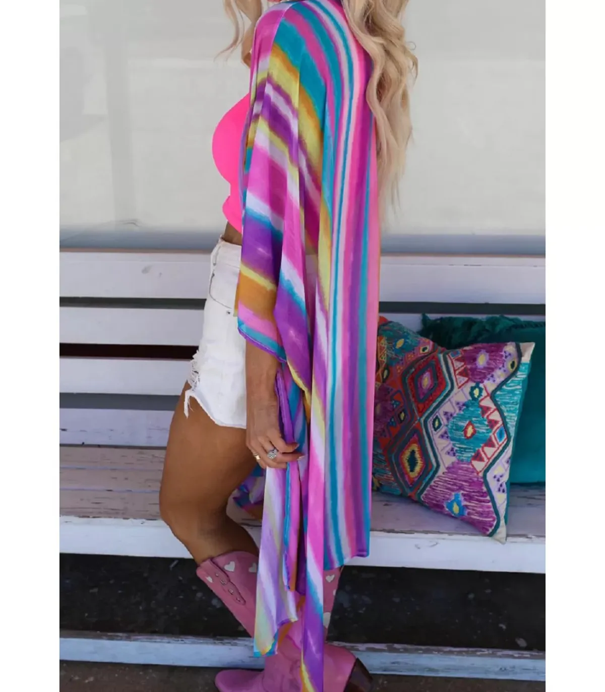 LC Värikäs sateenkaari kimono