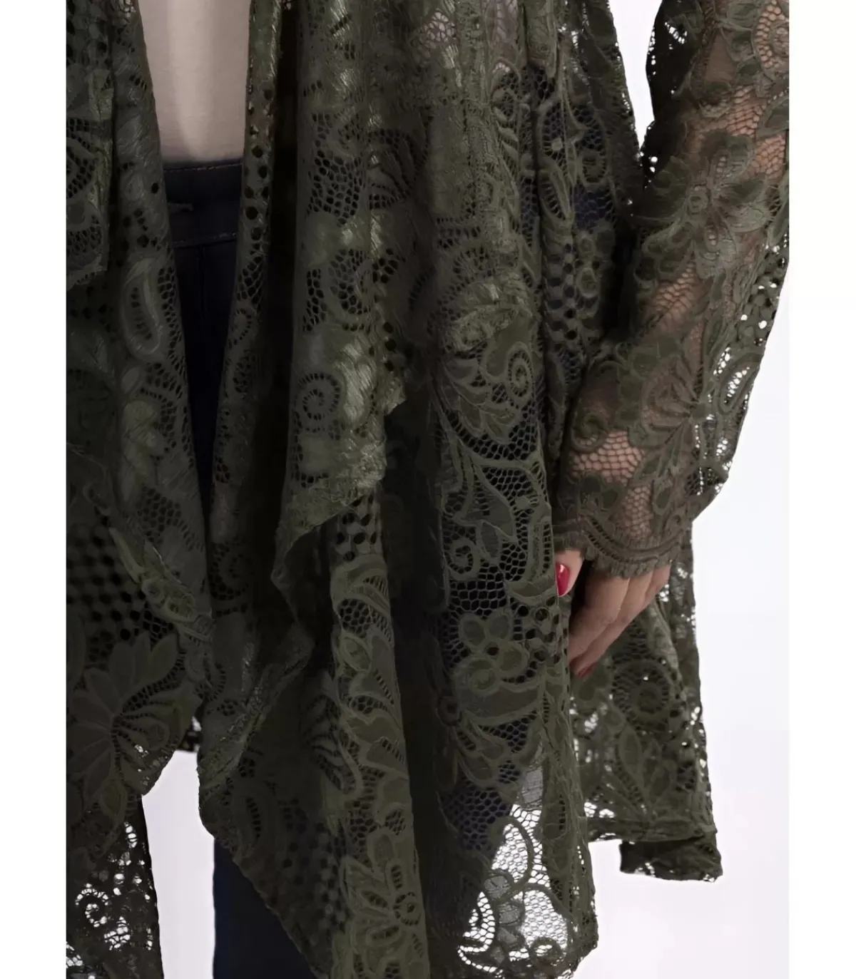 2W Paris khaki pitsinen neuletakki (plus size)