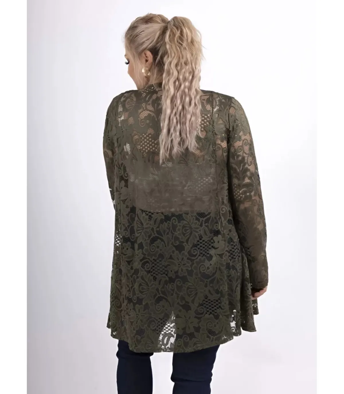 2W Paris khaki pitsinen neuletakki (plus size)